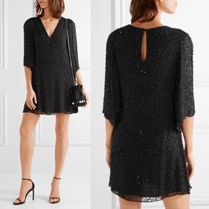 Alice + Olivia Shary Black Embellished Wide Sleeve Dress Size 10